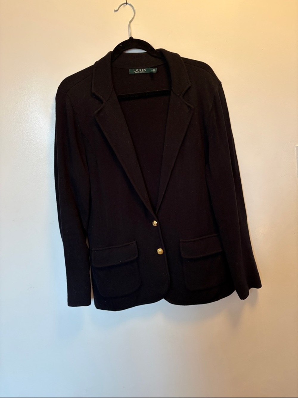 Lauren Ralph Lauren Black Single-Breasted Blazer with Gold Buttons